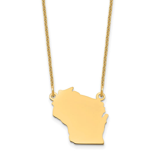14KY Wisconsin State Necklace