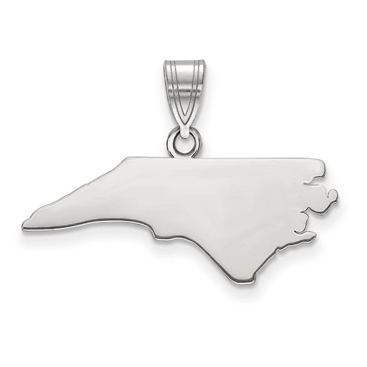 Sterling Silver/Rhodium-plated North Carolina State Pendant