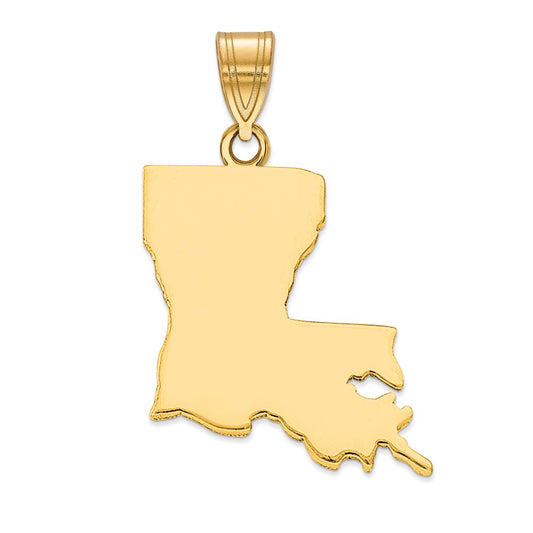 Sterling Silver/Gold-plated Louisiana State Pendant