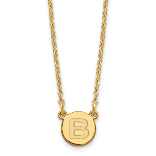 Sterling Silver Gold-plated Tiny Circle Block Letter B Initial Necklace