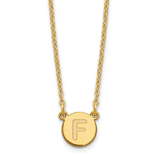Sterling Silver Gold-plated Tiny Circle Block Letter F Initial Necklace