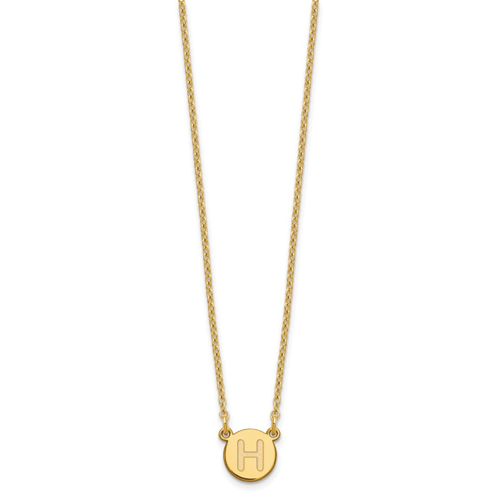 Sterling Silver Gold-plated Tiny Circle Block Letter H Initial Necklace