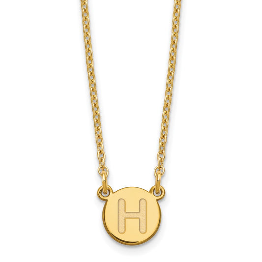 Sterling Silver Gold-plated Tiny Circle Block Letter H Initial Necklace
