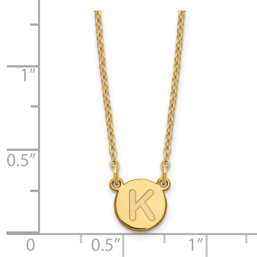 Sterling Silver Gold-plated Tiny Circle Block Letter K Initial Necklace
