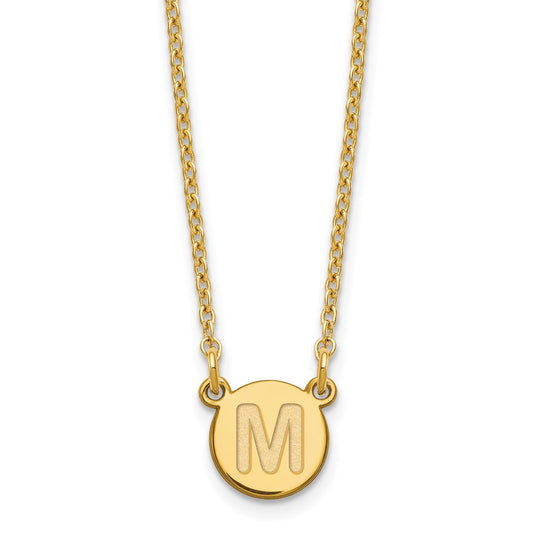 Sterling Silver Gold-plated Tiny Circle Block Letter M Initial Necklace