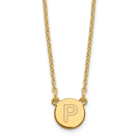 Sterling Silver Gold-plated Tiny Circle Block Letter P Initial Necklace