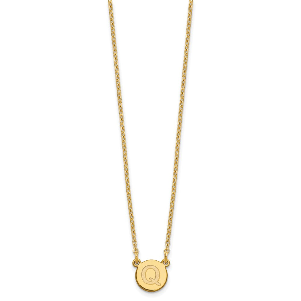 Sterling Silver Gold-plated Tiny Circle Block Letter Q Initial Necklace