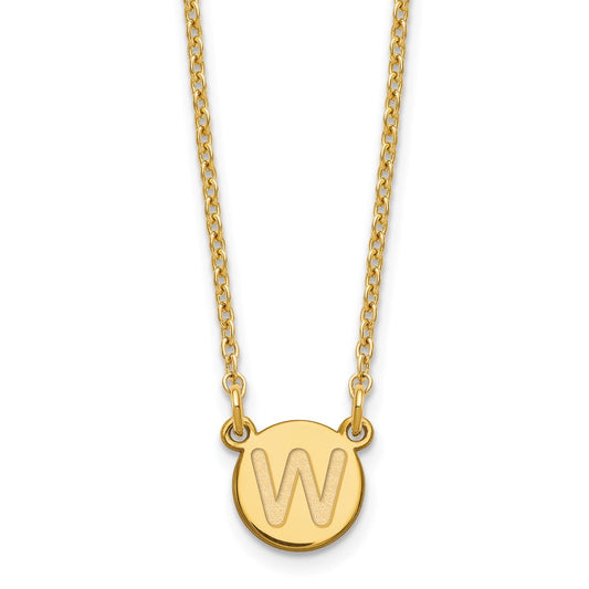 Sterling Silver Gold-plated Tiny Circle Block Letter W Initial Necklace
