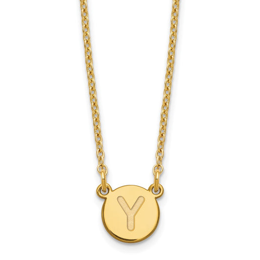 Sterling Silver Gold-plated Tiny Circle Block Letter Y Initial Necklace