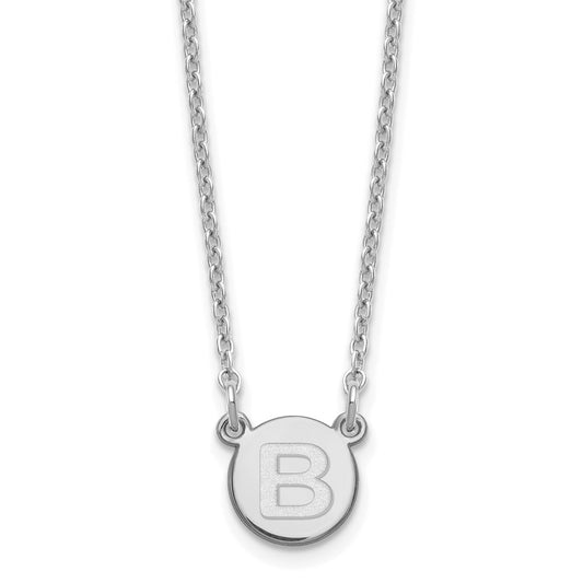 Sterling Silver Rhodium-plated Tiny Circle Block Letter B Initial Necklace