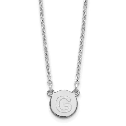Sterling Silver Rhodium-plated Tiny Circle Block Letter G Initial Necklace