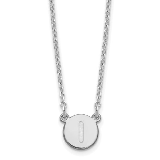 Sterling Silver Rhodium-plated Tiny Circle Block Letter I Initial Necklace