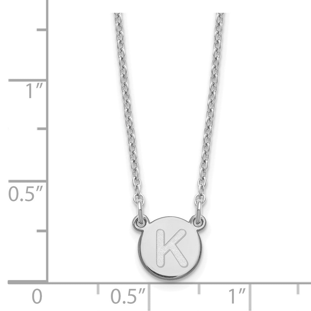 Sterling Silver Rhodium-plated Tiny Circle Block Letter K Initial Necklace