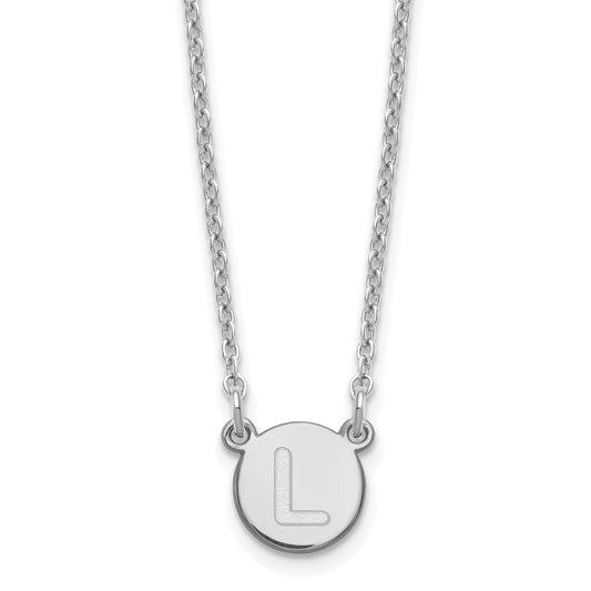 Sterling Silver Rhodium-plated Tiny Circle Block Letter L Initial Necklace