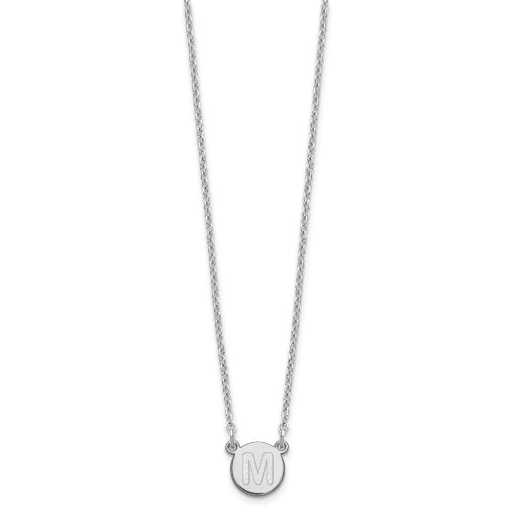 Sterling Silver Rhodium-plated Tiny Circle Block Letter M Initial Necklace