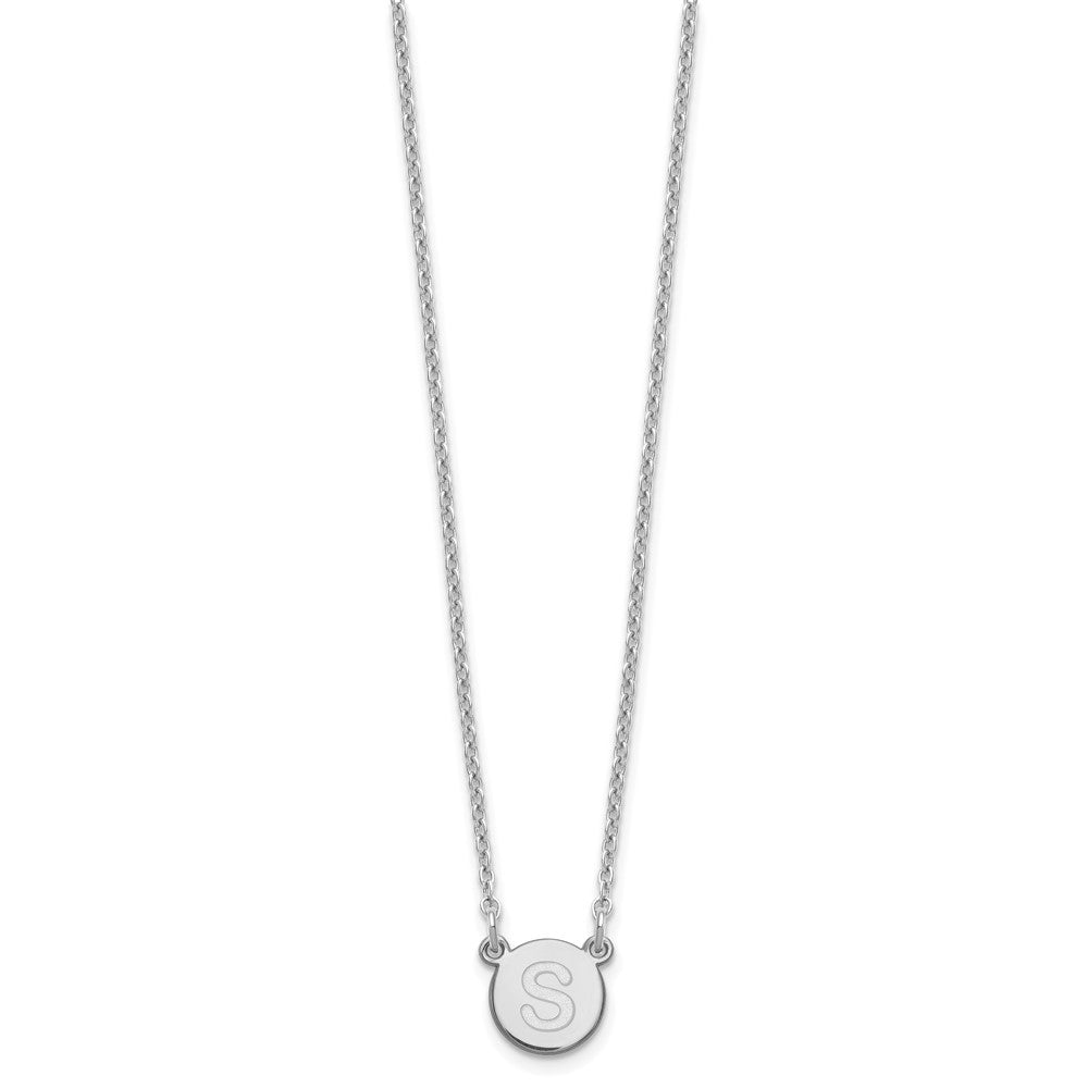 Sterling Silver Rhodium-plated Tiny Circle Block Letter S Initial Necklace