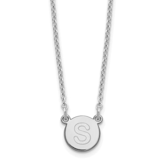 Sterling Silver Rhodium-plated Tiny Circle Block Letter S Initial Necklace