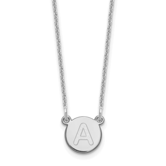 14kw Tiny Circle Block Letter A Initial Necklace