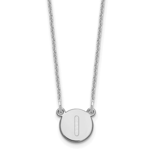 14kw Tiny Circle Block Letter I Initial Necklace