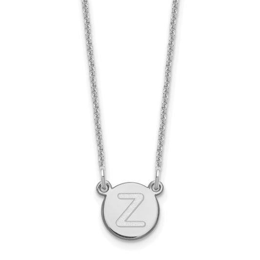 14kw Tiny Circle Block Letter Z Initial Necklace