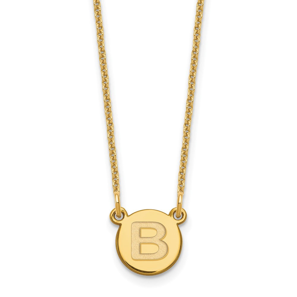 14k Tiny Circle Block Letter B Initial Necklace