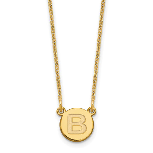 14k Tiny Circle Block Letter B Initial Necklace