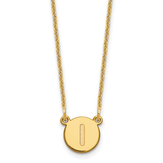 14KY Tiny Circle Block Letter I Initial Necklace