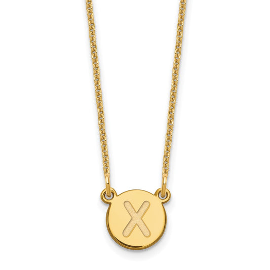14KY Tiny Circle Block Letter X Initial Necklace
