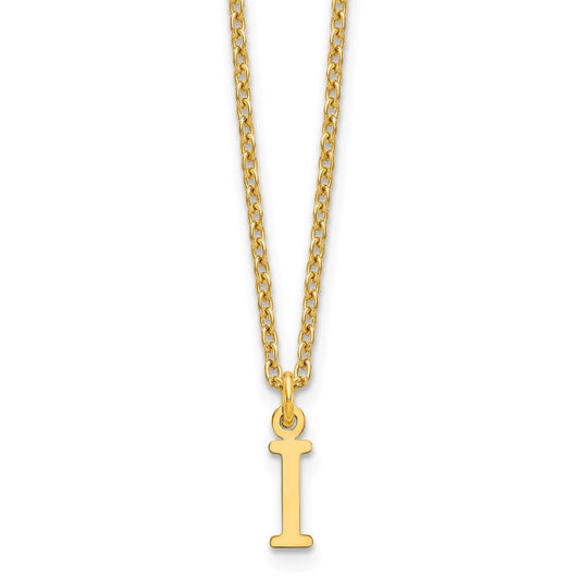 Sterling Silver Gold-plated Cutout Letter I Initial Necklace