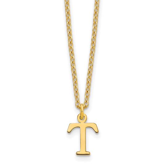 Sterling Silver Gold-plated Cutout Letter T Initial Necklace