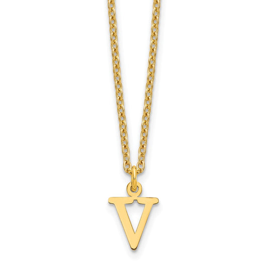 Sterling Silver Gold-plated Cutout Letter V Initial Necklace