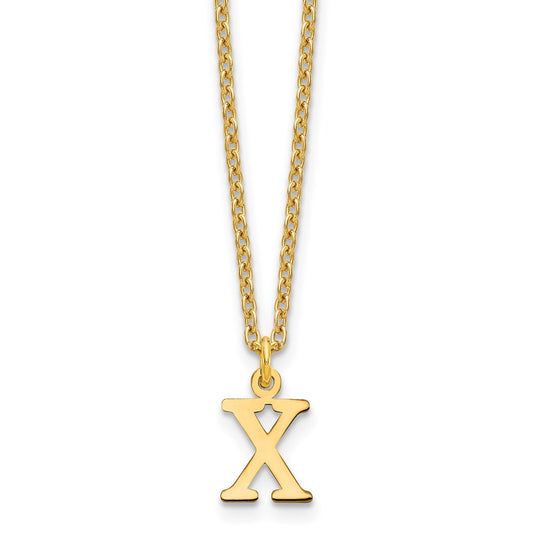 Sterling Silver Gold-plated Cutout Letter X Initial Necklace