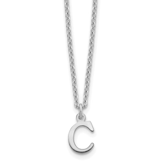 Sterling Silver Rhodium-plated Cutout Letter C Initial Necklace