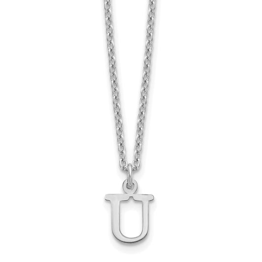 Sterling Silver Rhodium-plated Cutout Letter U Initial Necklace