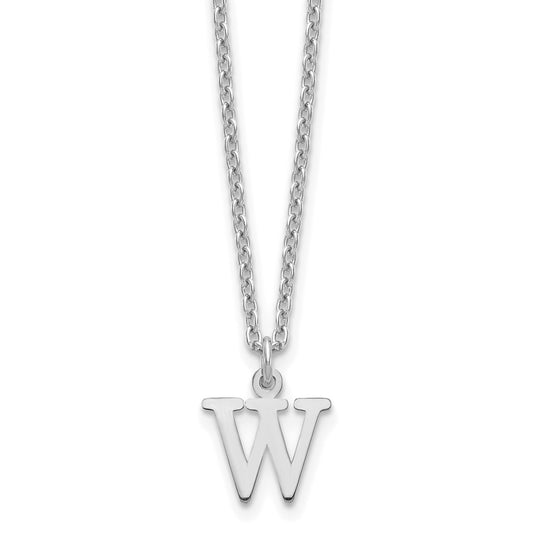 Sterling Silver Rhodium-plated Cutout Letter W Initial Necklace