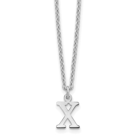 Sterling Silver Rhodium-plated Cutout Letter X Initial Necklace