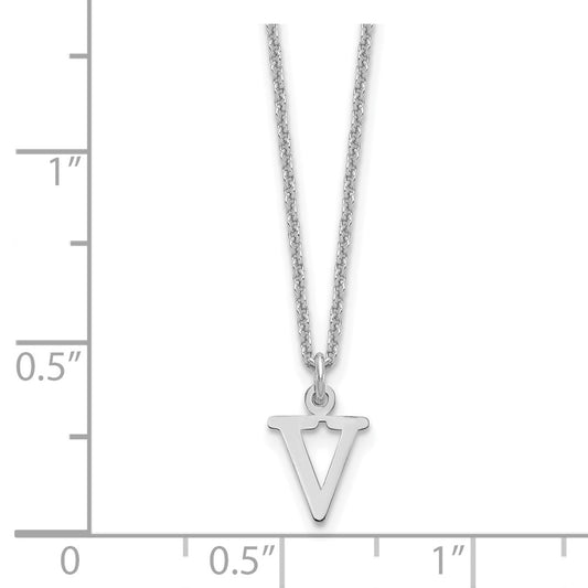 14KW Cutout Letter V Initial Necklace