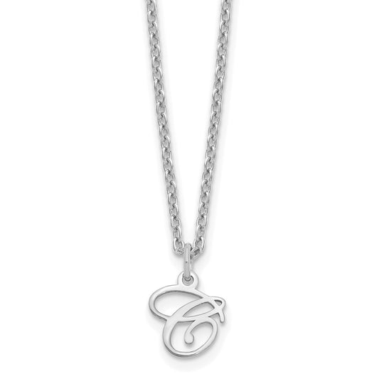 Sterling Silver Rhodium-plated Letter C Initial Necklace