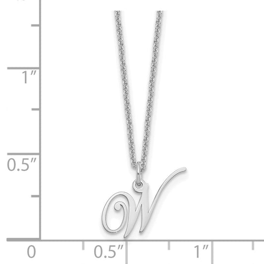 Sterling Silver Rhodium-plated Letter W Initial Necklace