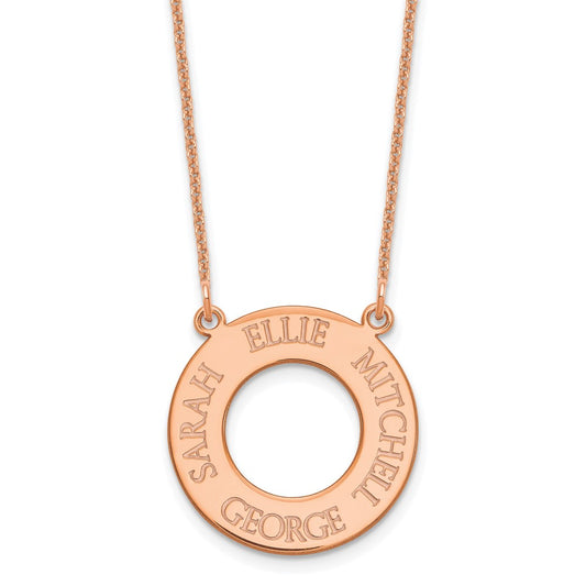 14k Rose Gold Circle with 4 Name Necklace