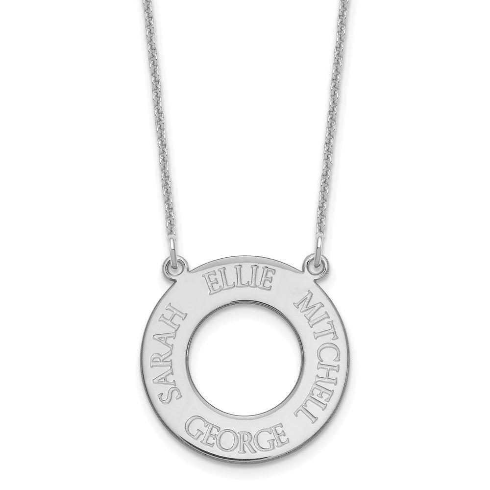 14k White Gold Circle with 4 Name Necklace