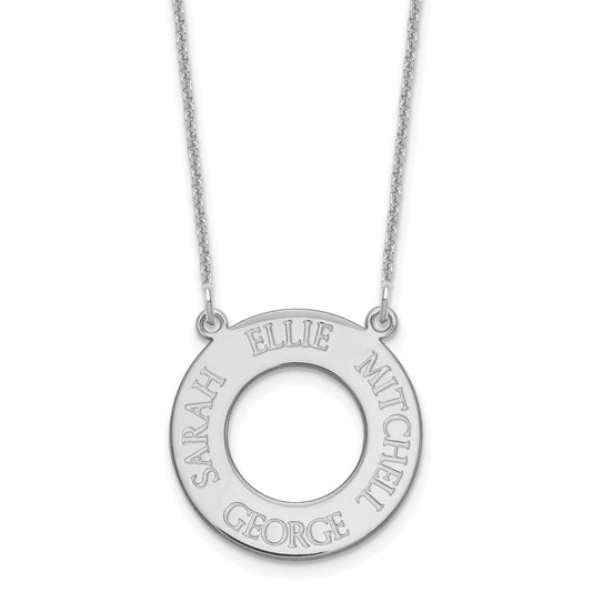 14k White Gold Circle with 4 Name Necklace