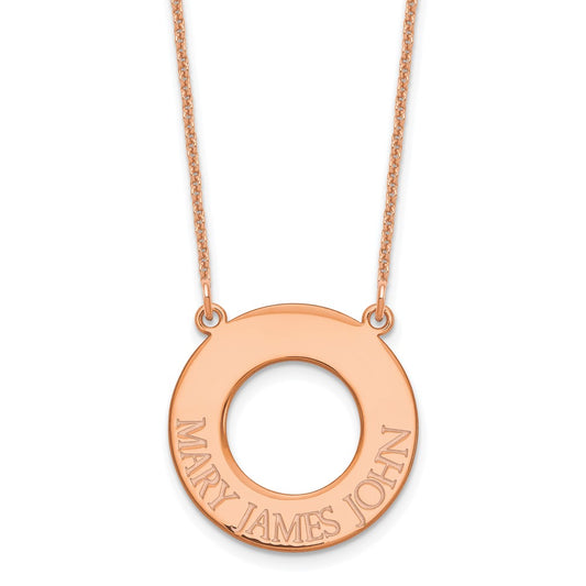 14k Rose Gold Circle with 3 Name Necklace