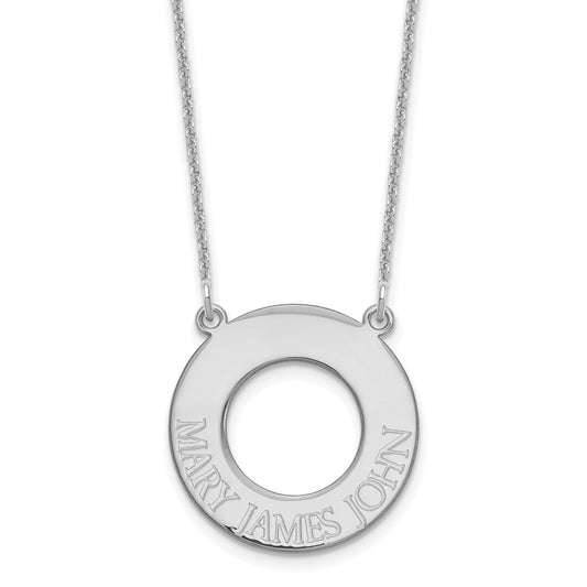 14k White Gold Circle with 3 Name Necklace