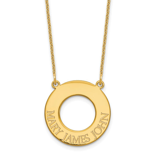 14k Yellow Gold Circle with 3 Name Necklace