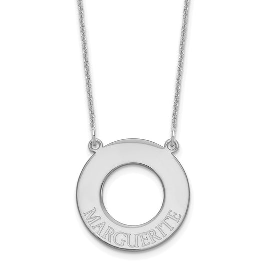 10k White Gold Circle with 1 Name Necklace