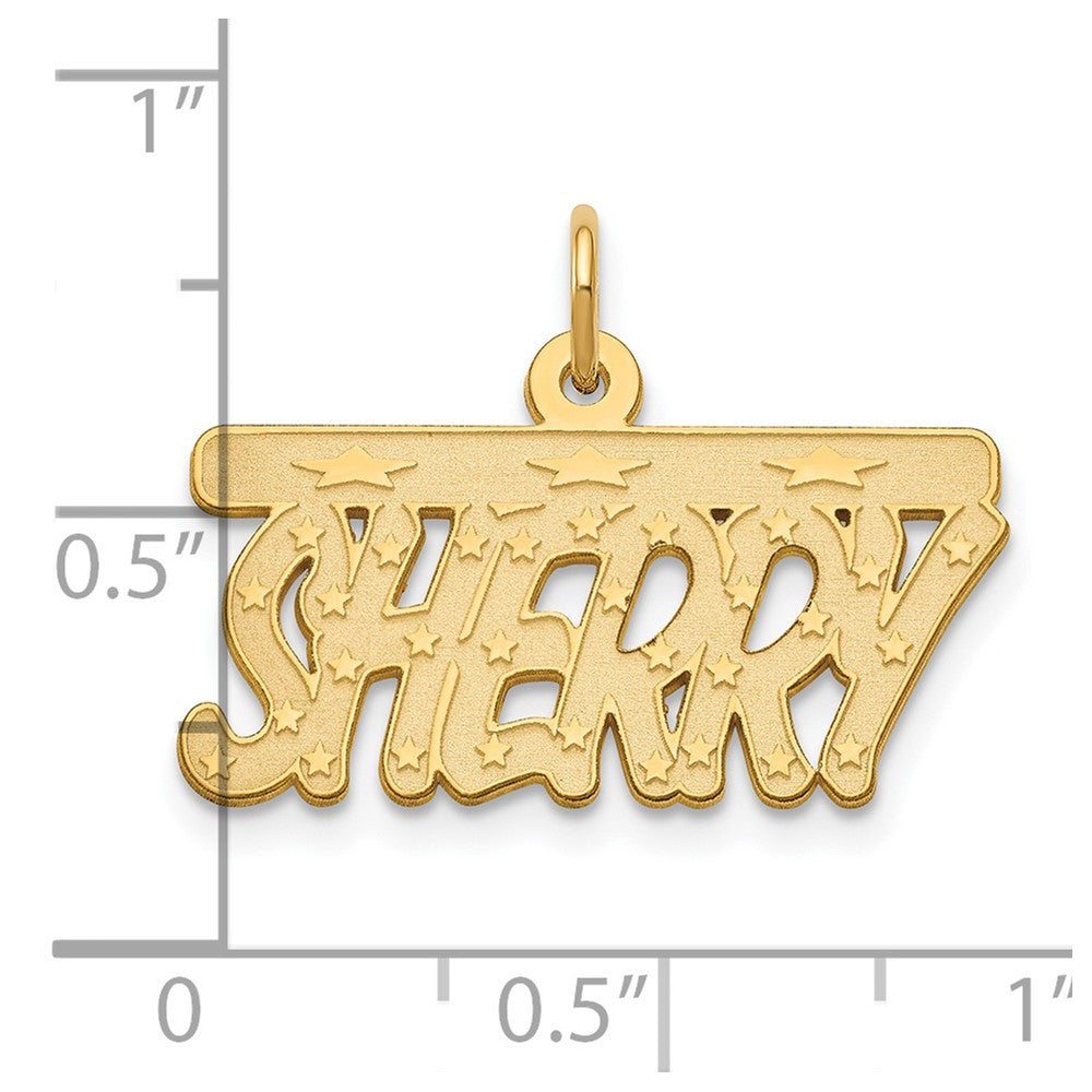 14k Yellow Gold Satin Stars Name Plate