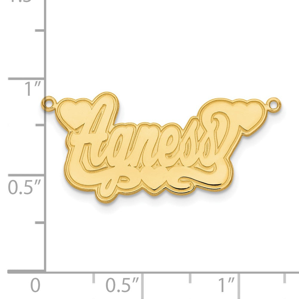 14k Yellow Gold Etched Hearts Name Plate