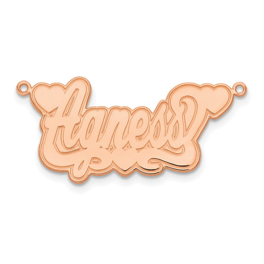 14k Rose Gold Etched Hearts Name Plate