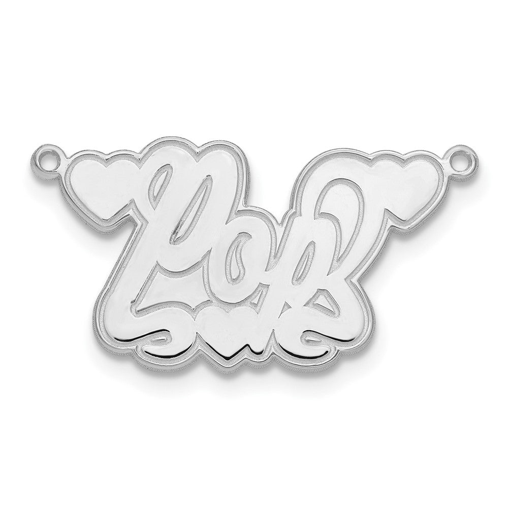 Sterling Silver/Rhodium-plated Etched Hearts Name Plate